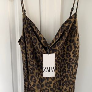 Zara long drape neck slip dress